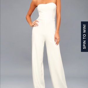 Lulus Edith White Strapless Jumpsuit